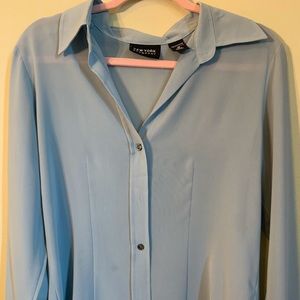 sky blue button down blouse